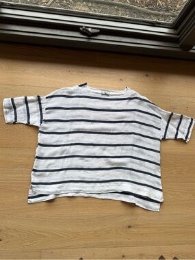 Tina Stephens Navy Stripe Short-Sleeve Top -